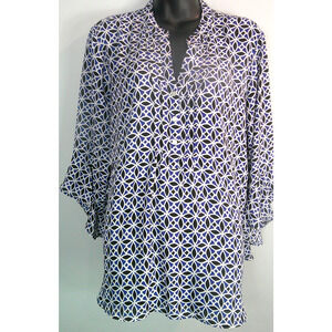 Counterparts Women's XL V-neck 1/4 Button 3/4 Bell Sleeve Blouse